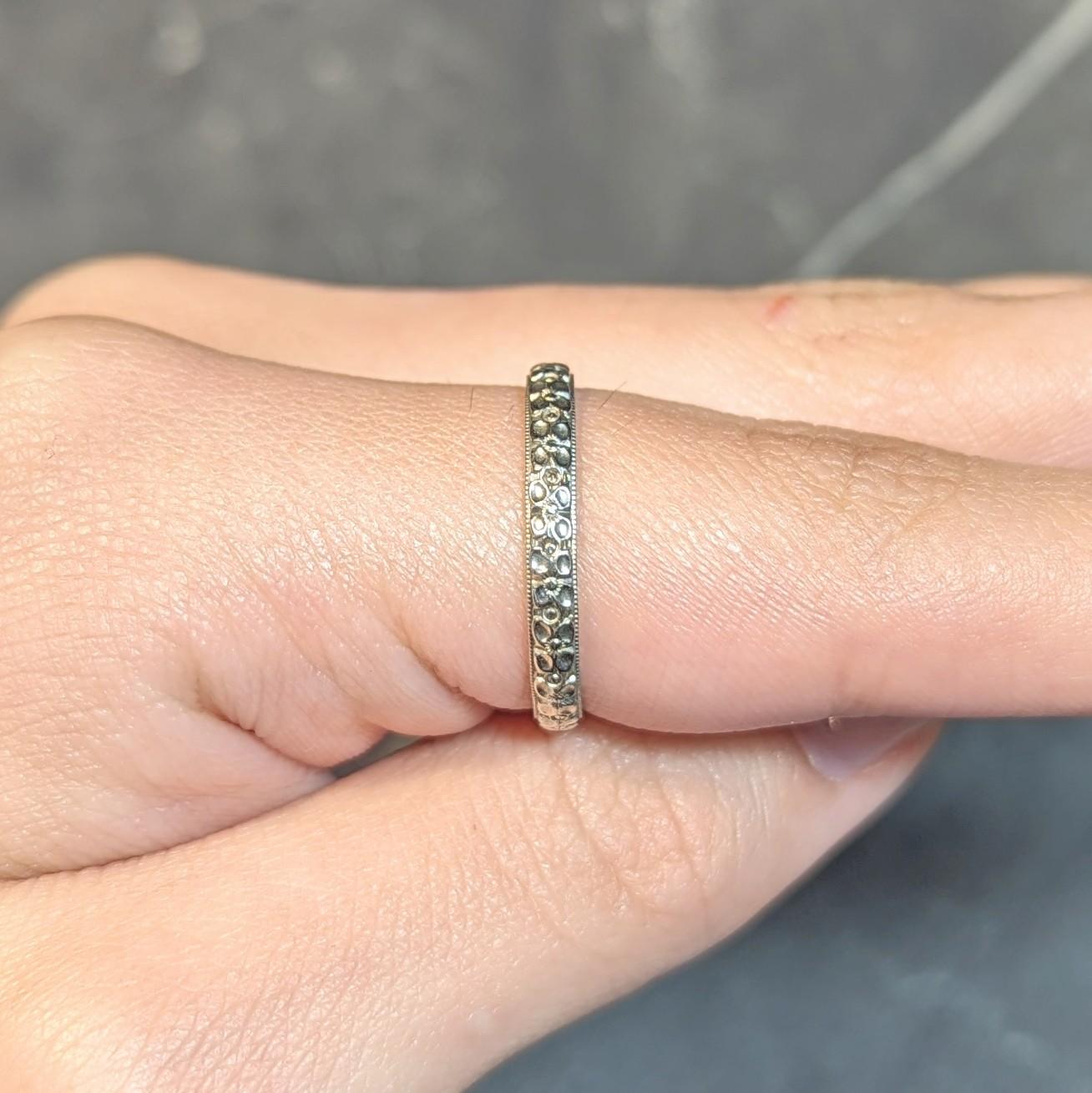 Art Deco 18 Karat White Gold Orange Blossom Vintage Wedding Band Ring 6
