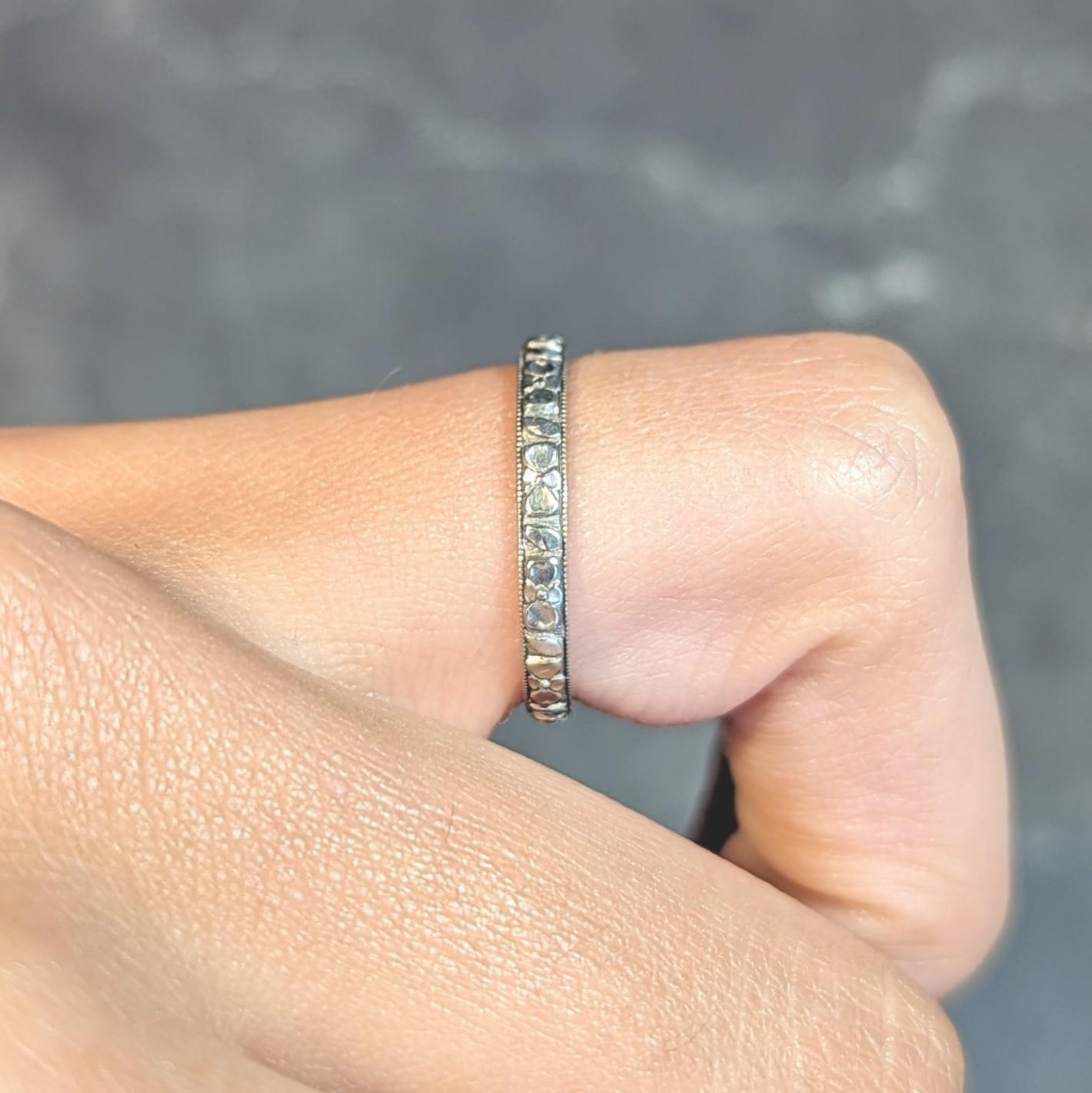 Art Deco 18 Karat White Gold Orange Blossom Vintage Wedding Band Ring en vente 5
