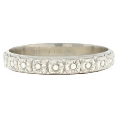 Art Deco 18 Karat White Gold Orange Blossom Vintage Wedding Band Ring