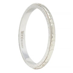 Art Deco 18 Karat White Gold Orange Blossom Wheat Wedding Band Ring
