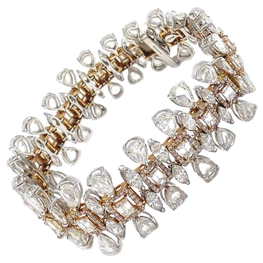 Art Deco Style 18 Karat White Gold Statement Diamond Coomi Bracelet