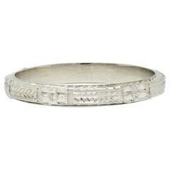 Art Deco 18 Karat White Gold Vintage Wheat Orange Blossom Wedding Band Ring