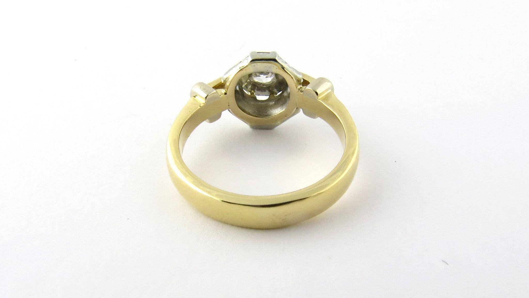 Art Deco 18 Karat Yellow and White Gold Diamond Ring In Good Condition In Washington Depot, CT