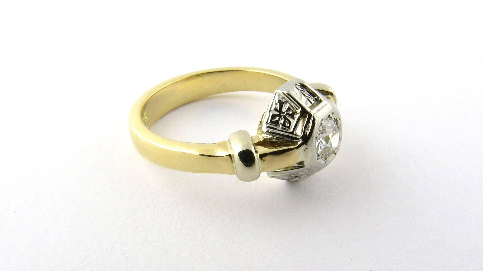 Women's Art Deco 18 Karat Yellow and White Gold Diamond Ring