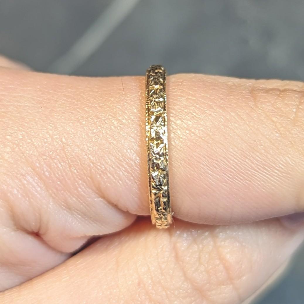 Art Deco 18 Karat Yellow Gold Orange Blossom Antique Wedding Band Ring 6