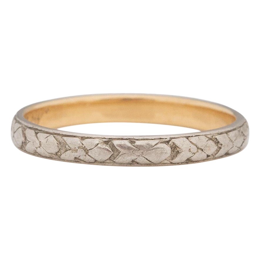 Art Deco 18 Karat Gelbgold/Platin-Hochzeitsring