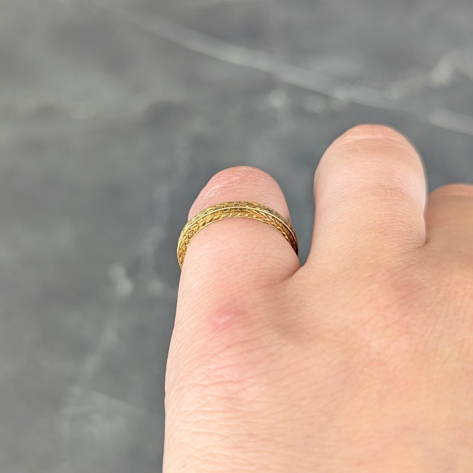 Art Deco 18 Karat Yellow Gold Vintage Wheat Wedding Band Ring For Sale 3