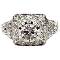 Art Deco 1.80 carat Diamond Engagement Ring, 14K 