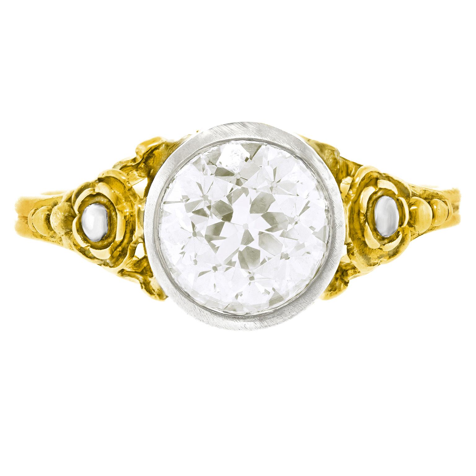 Round Cut Art Deco 1.80 carat O-P VS1 GIA Ring