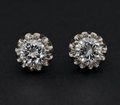 Art Deco 1.80 Ct Brilliant cut Diamond Stud earrings 18 KT