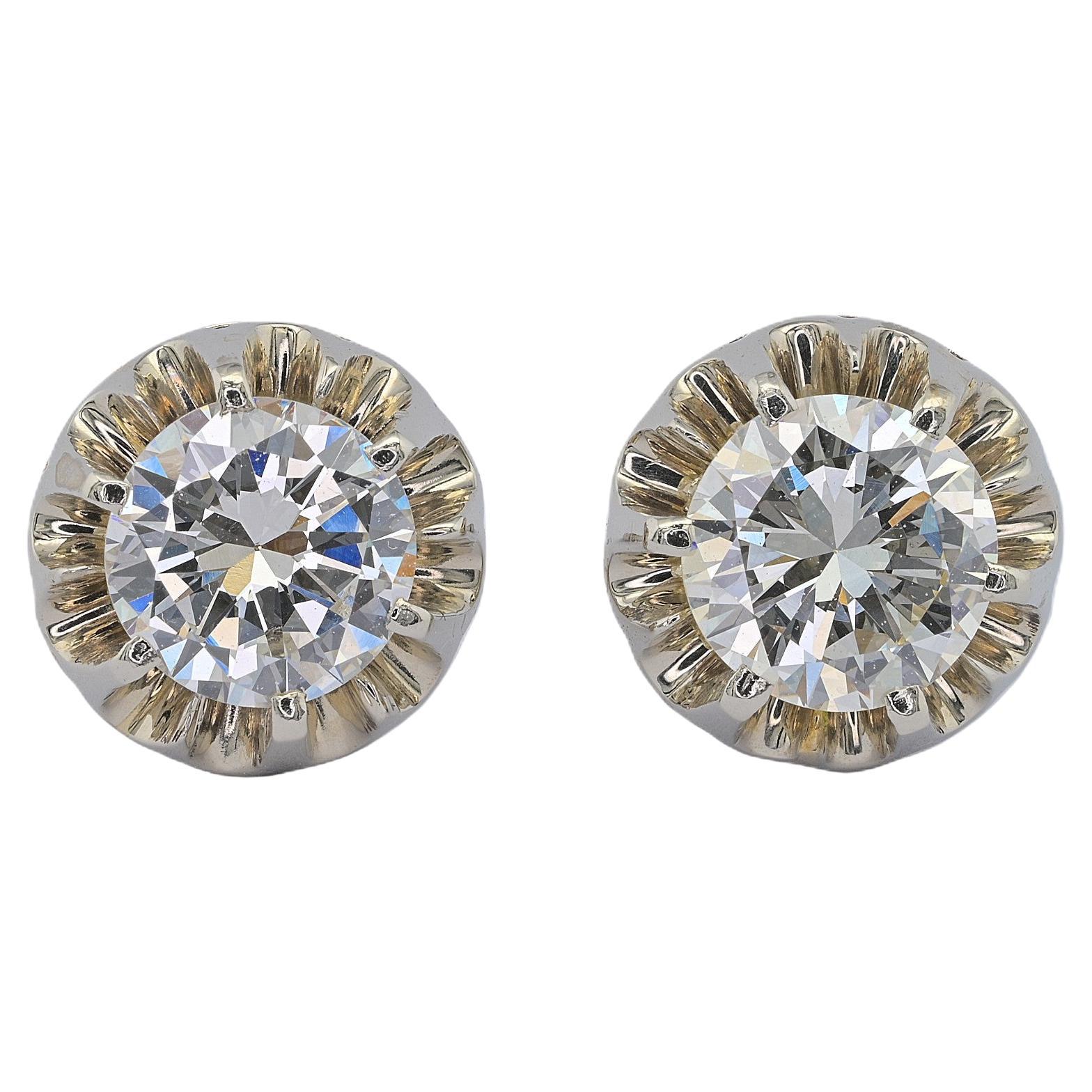 Art Deco 1.80 Ct Brilliant cut Diamond Stud earrings 18 KT
