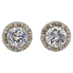Art Deco 1.80 Ct Brilliant cut Diamond Stud earrings 18 KT