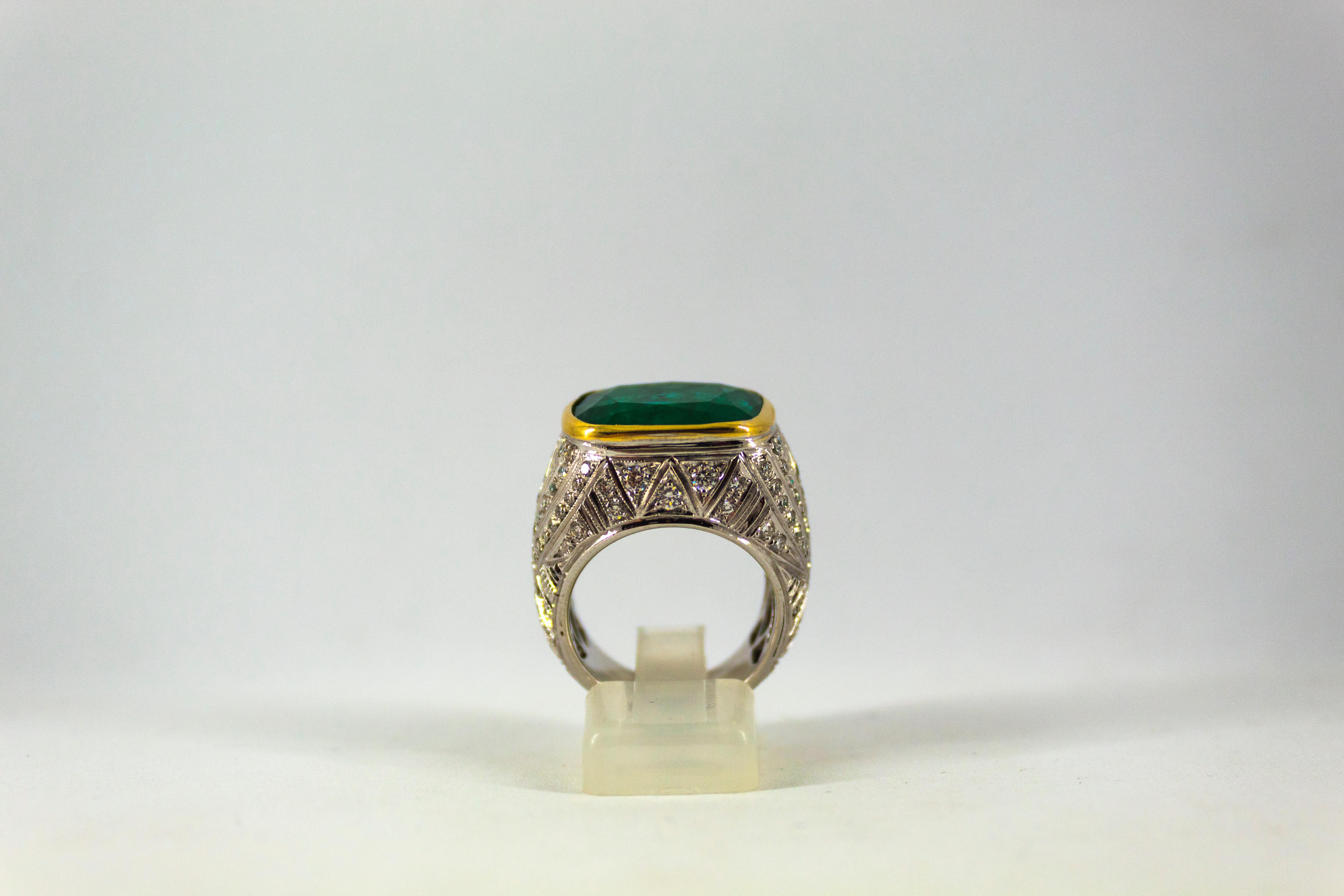 This Ring is made of 18K White Gold.
This Ring has 1.80 Carats of White Diamonds.
This Ring has a 18.04 Carats Zambia Emerald.
This Ring is inspired by Art Deco.
Size ITA: 15 USA: 7
We're a workshop so every piece is handmade, customizable and