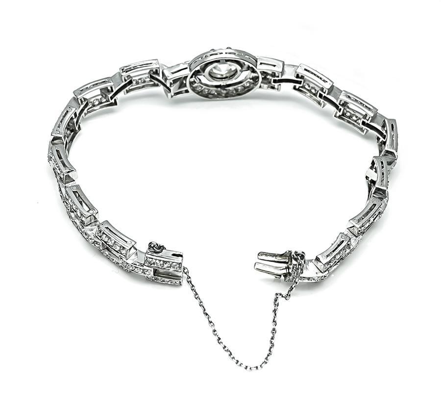 Bracelet en platine Art déco avec diamant central de 1,80 carat et diamants latéraux de 3,50 carats Bon état à New York, NY