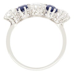 Art Deco 1.80ct Diamond and Sapphire Five Stone Ring, c.1920s