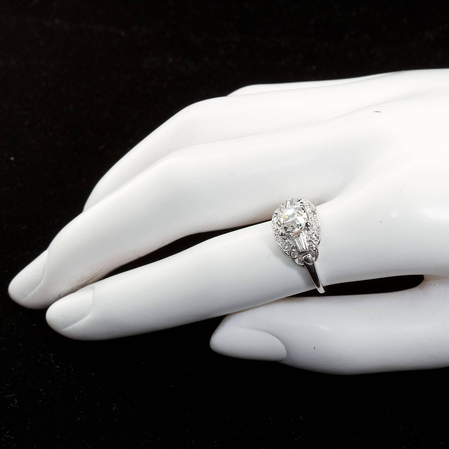 Art Deco 1.81 Carat Cushion Shape Diamond Platinum Ring GIA Cert 7