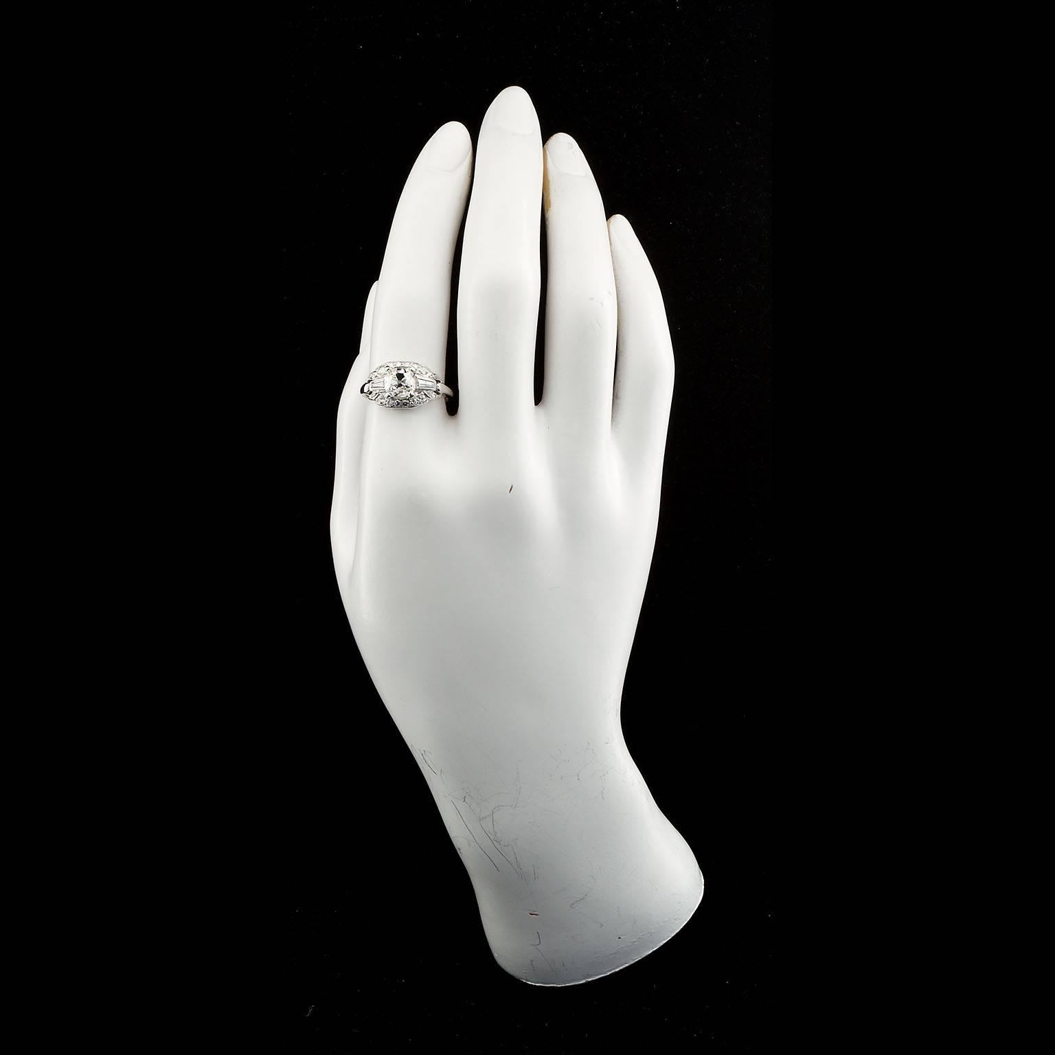 Art Deco 1.81 Carat Cushion Shape Diamond Platinum Ring GIA Cert 5