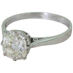 Vintage Art Deco 1.81 Carat Old Cut Diamond Engagement Platinum Ring