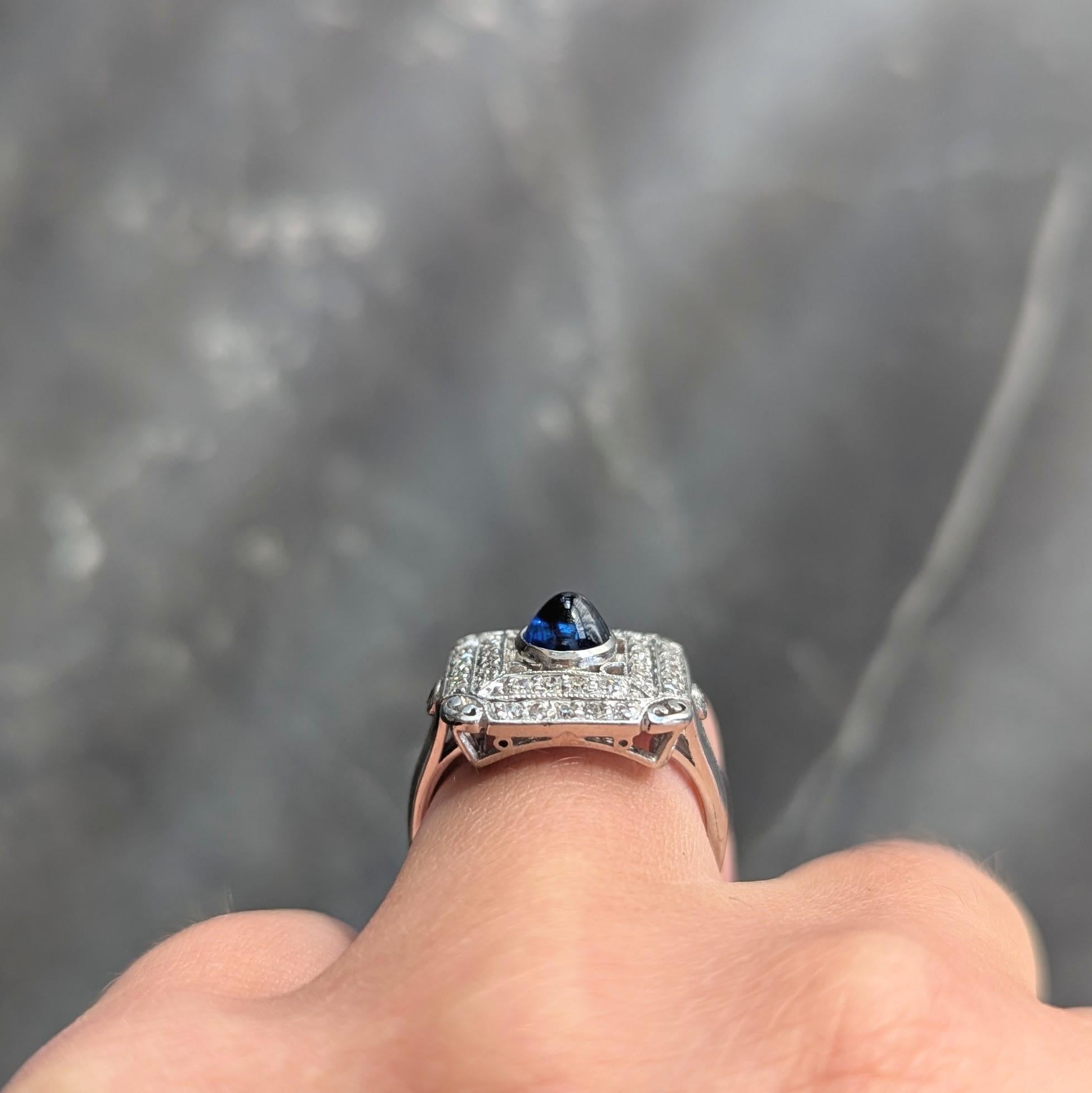 Anello da cena vintage in platino con zaffiro e diamante da 1,81 CTW Art of Vintage in vendita 5