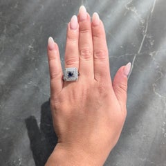 Art Deco 1.81 CTW Sapphire Diamond Platinum Vintage Dinner Ring