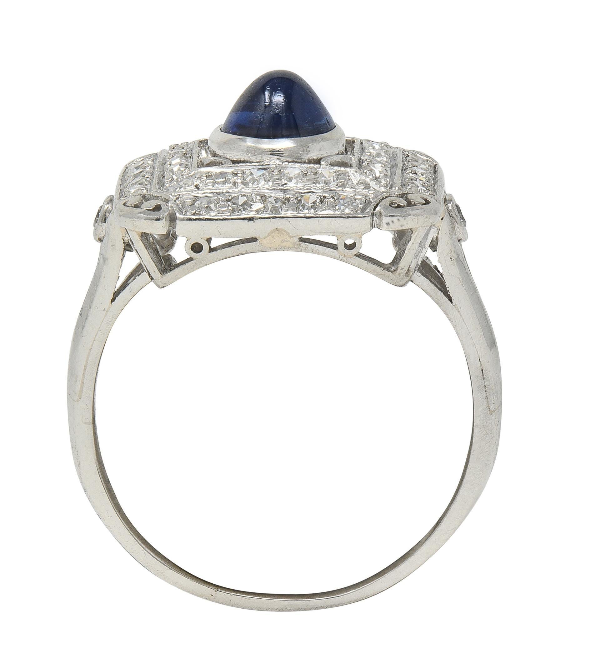 Anello da cena vintage in platino con zaffiro e diamante da 1,81 CTW Art of Vintage in vendita 3