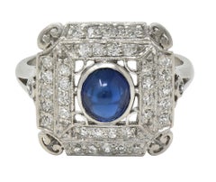 Art Deco 1.81 CTW Sapphire Diamond Platinum Vintage Dinner Ring Art Deco 1.81 CTW Sapphire Diamond Platinum Vintage Dinner Ring