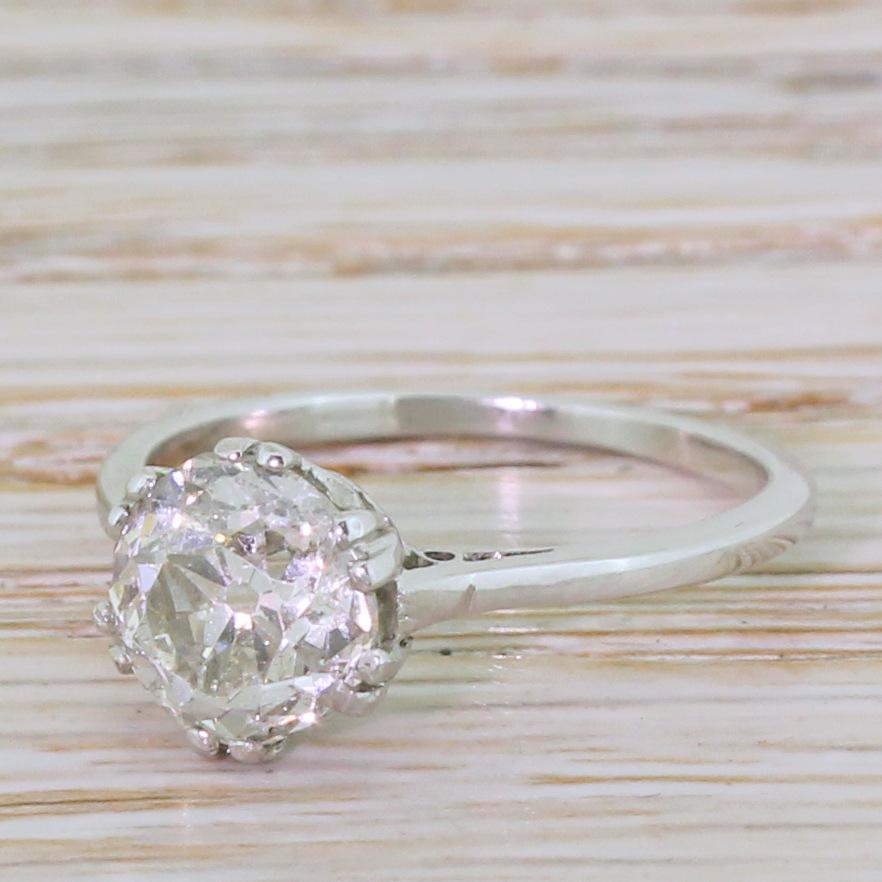 Art Deco 1.82 Carat Old Cut Diamond Platinum Engagement Ring 3