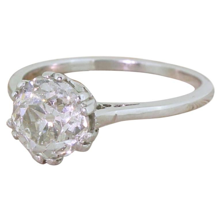 Art Deco 1.82 Carat Old Cut Diamond Platinum Engagement Ring