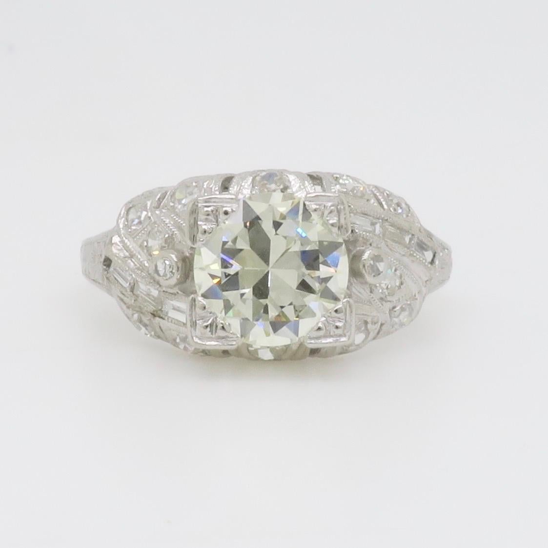 Art Deco 1.82CTW Diamond Ring Crafted in Platinum For Sale 5