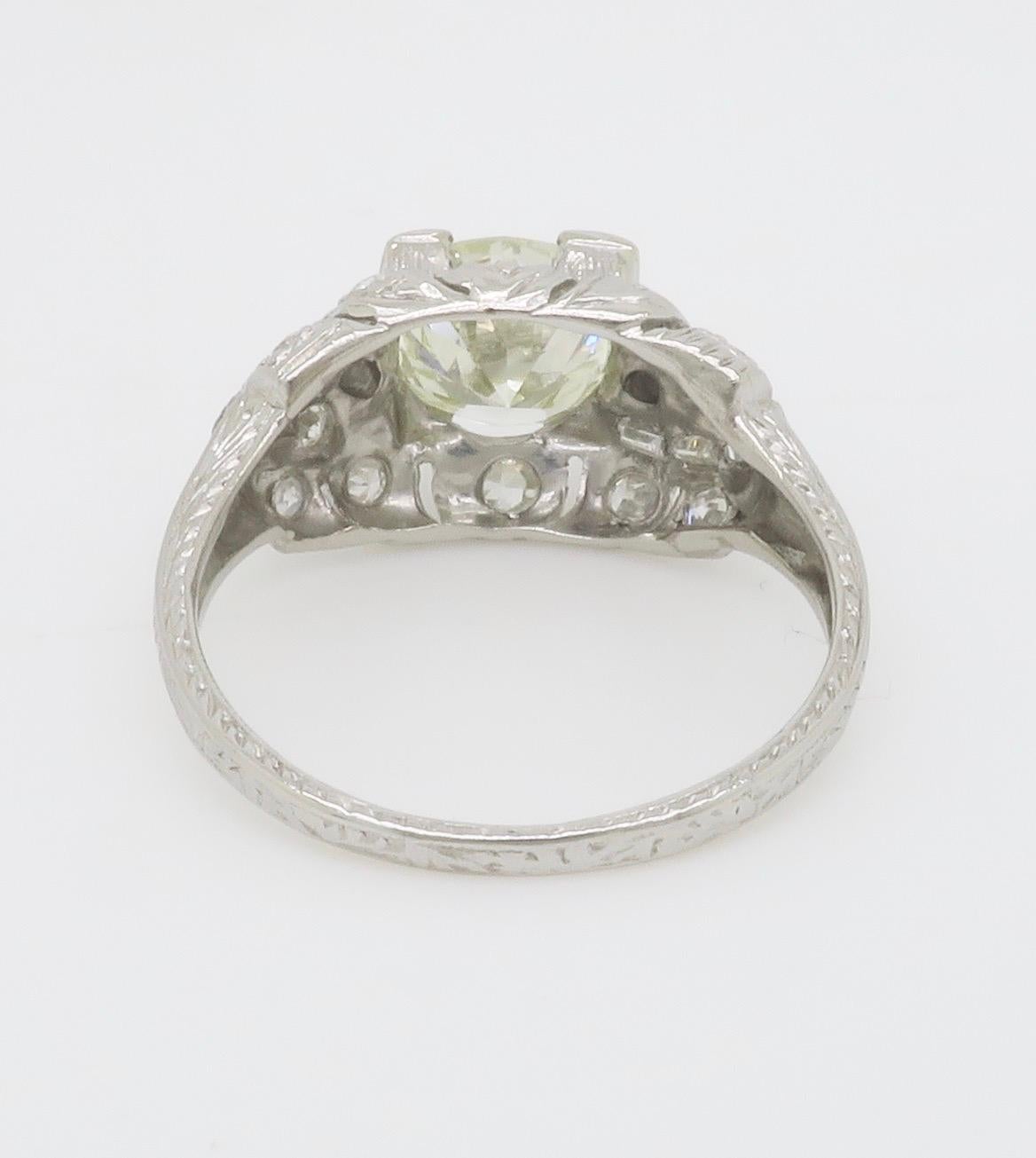 Art Deco 1.82CTW Diamond Ring Crafted in Platinum For Sale 7