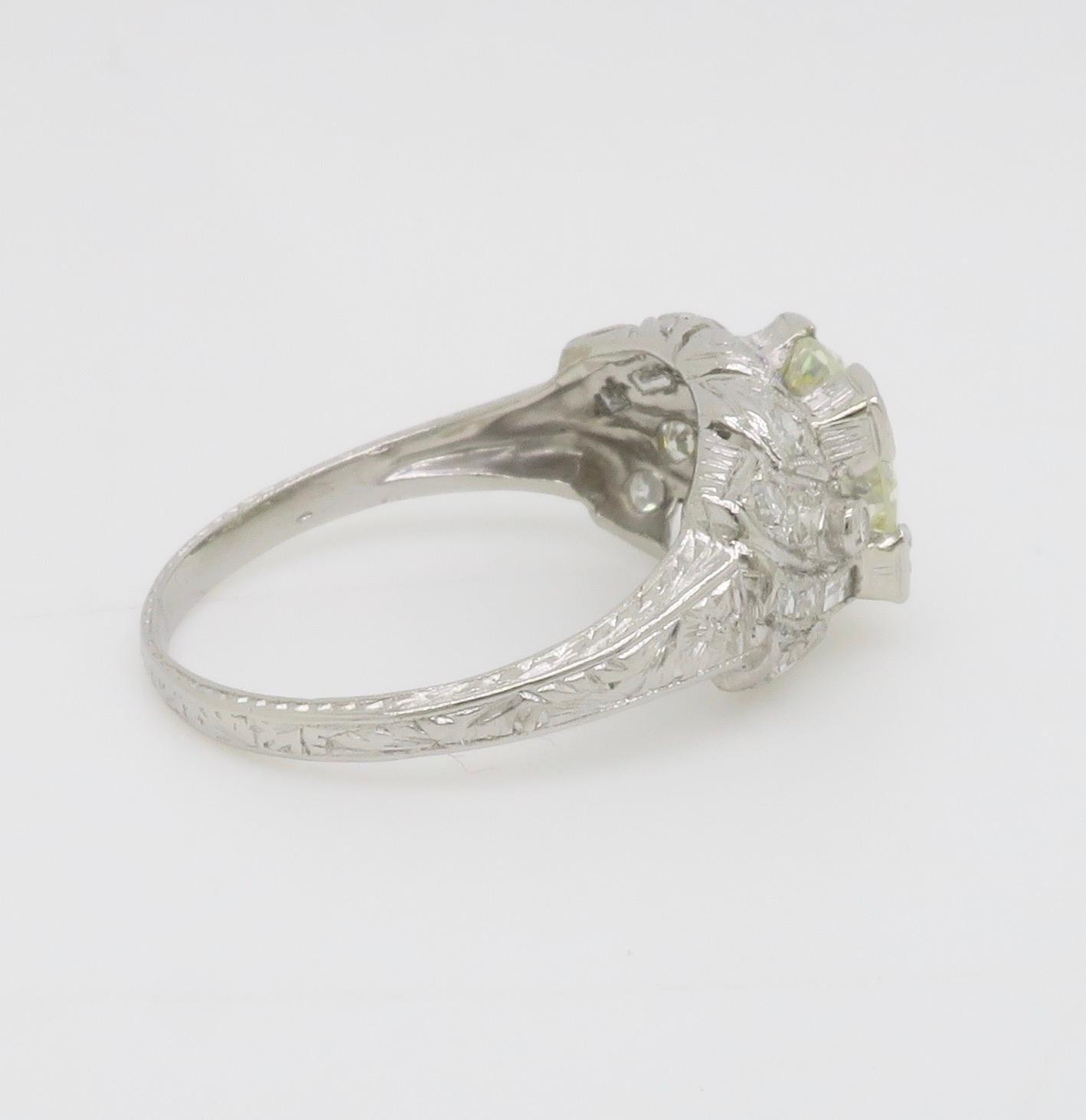 Art Deco 1.82CTW Diamond Ring Crafted in Platinum For Sale 8