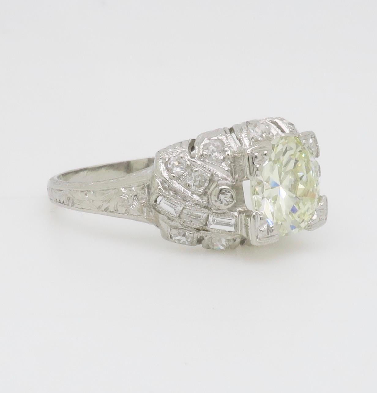 Art Deco 1.82CTW Diamond Ring Crafted in Platinum For Sale 9