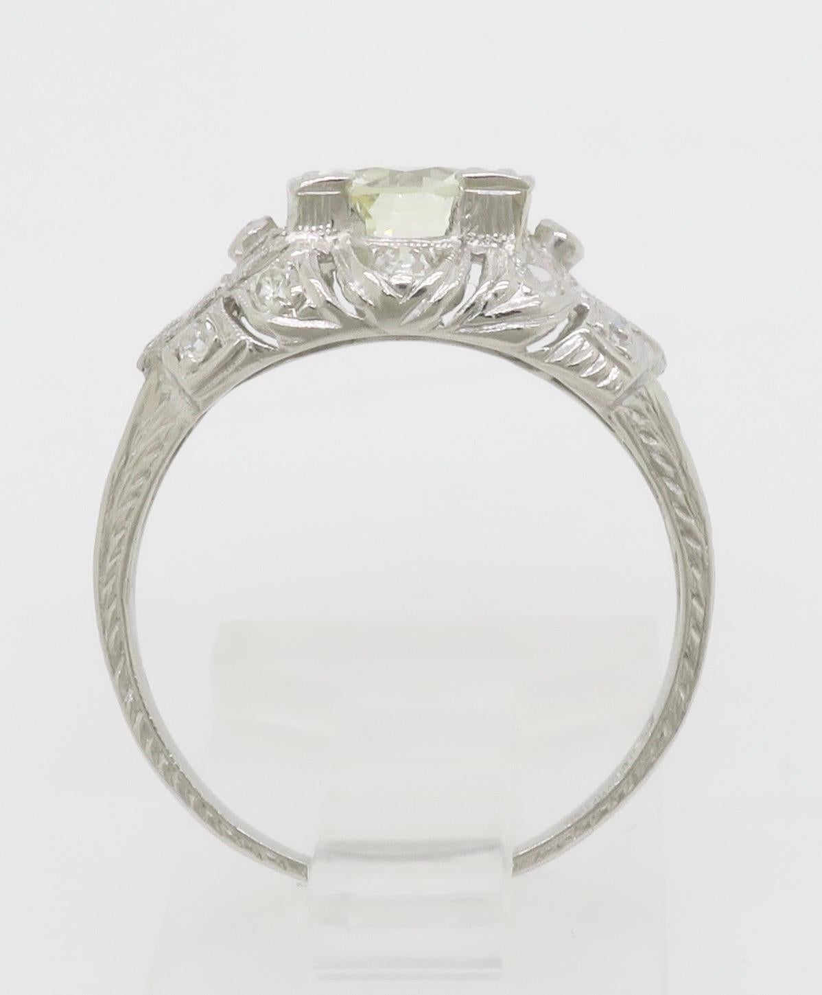 Art Deco 1.82CTW Diamond Ring Crafted in Platinum For Sale 14