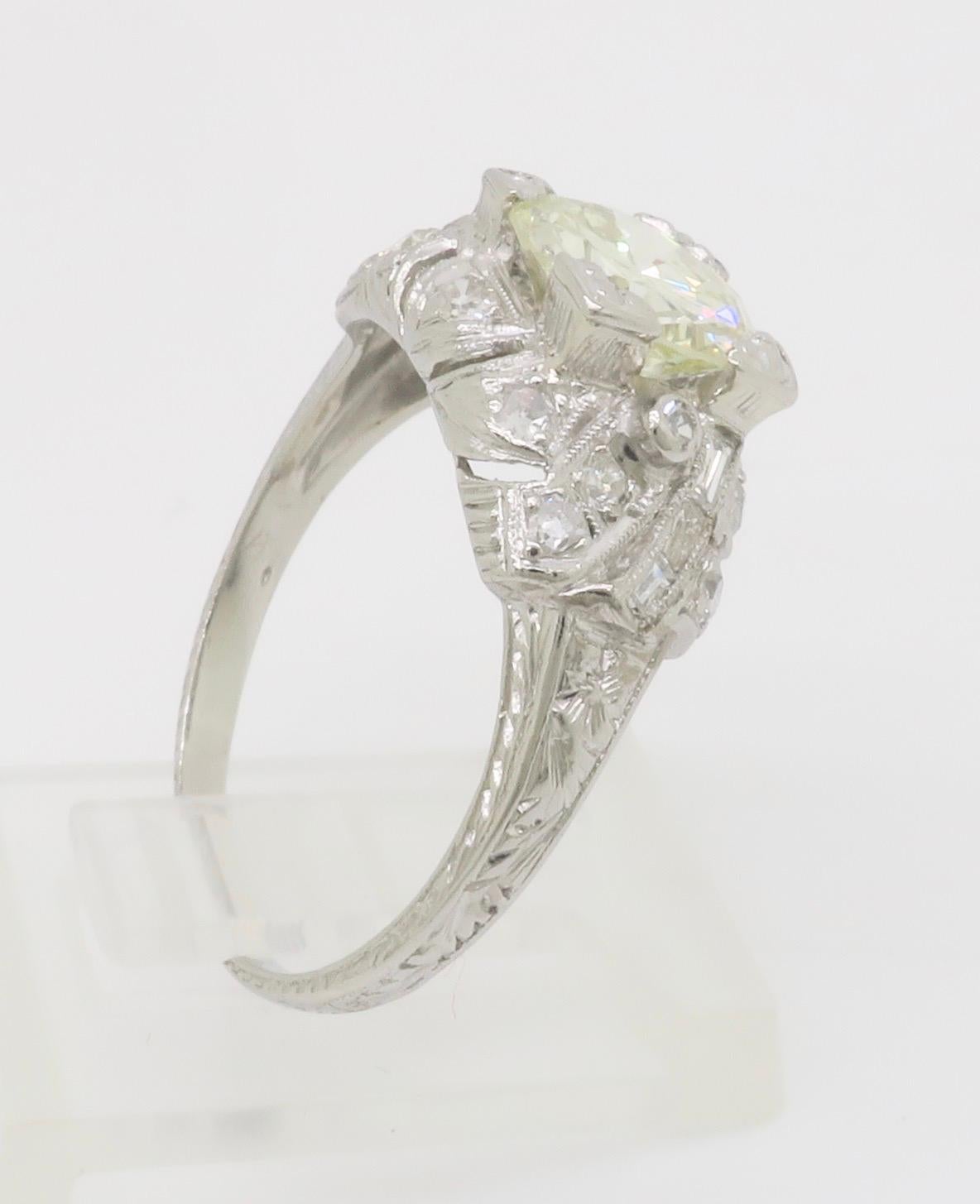 Art Deco 1.82CTW Diamond Ring Crafted in Platinum For Sale 15