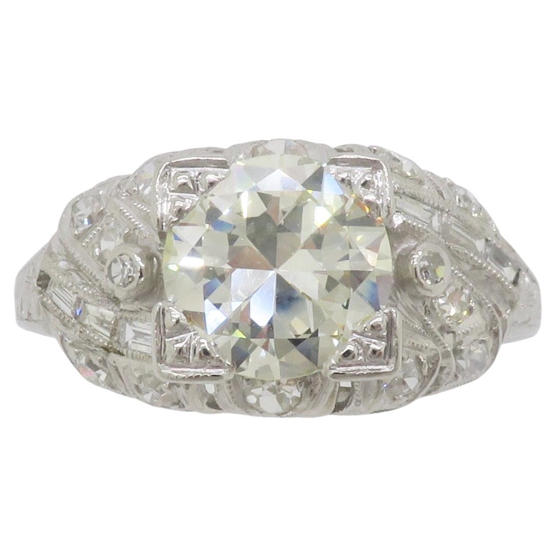 Art Deco 1.82CTW Diamond Ring Crafted in Platinum