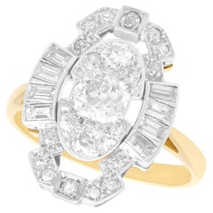 Anello Cocktail Art Deco con diamante da 1,83 carati e oro giallo 18 carati