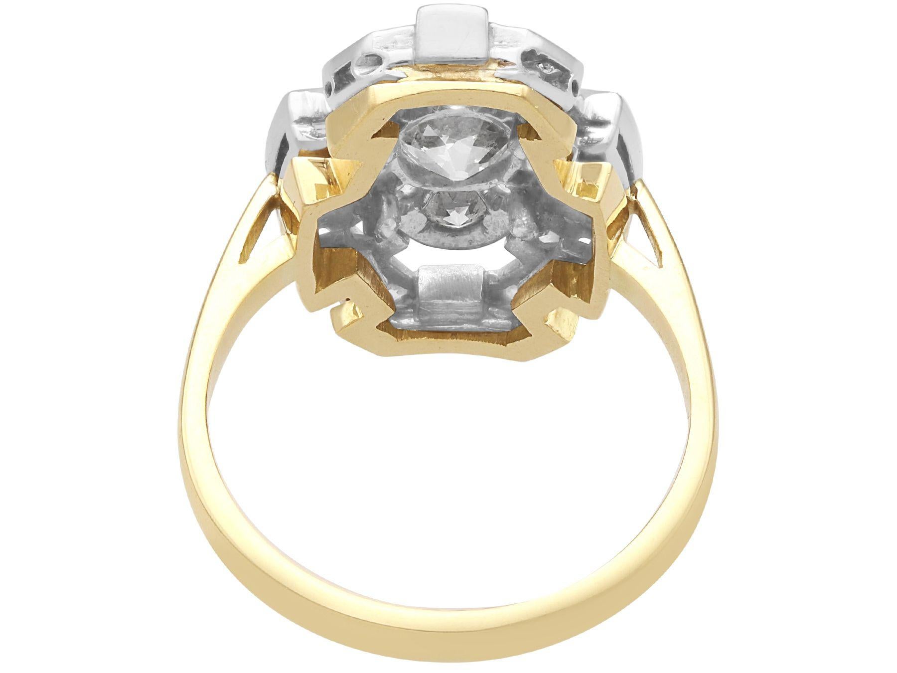 Art Deco 1,83 Karat Diamant und 18K Gelbgold Cocktail-Ring aus Gelbgold (Alteuropäischer Schliff) im Angebot