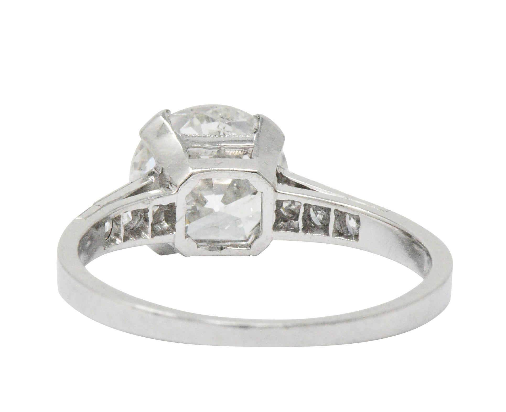 Art Deco 1.83 Carat Diamond Platinum Engagement Ring GIA In Excellent Condition In Philadelphia, PA