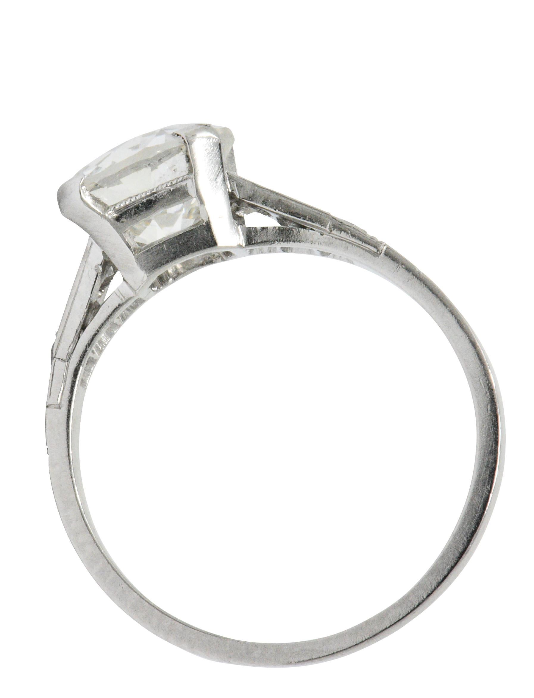 Women's or Men's Art Deco 1.83 Carat Diamond Platinum Engagement Ring GIA