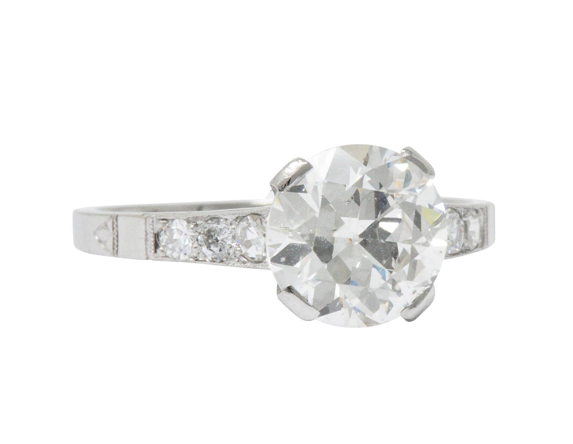 Art Deco 1.83 Carat Diamond Platinum Engagement Ring GIA 1