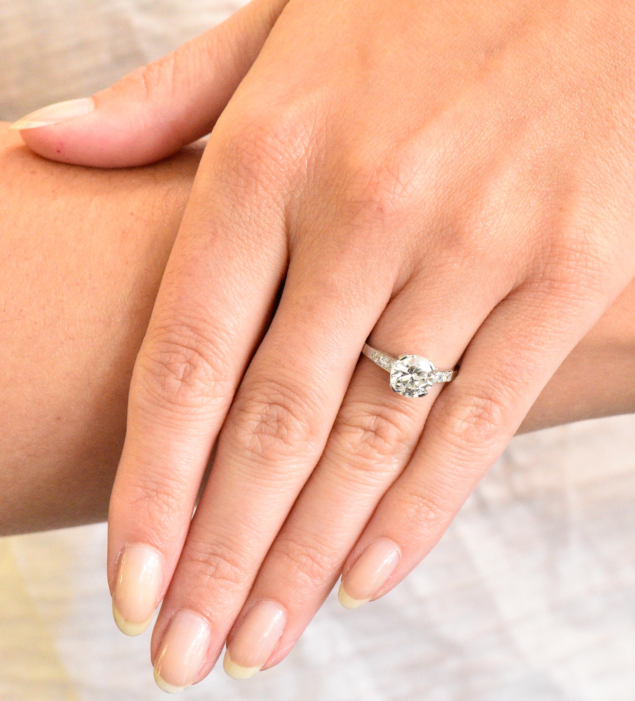 Art Deco 1.83 Carat Diamond Platinum Engagement Ring GIA 4