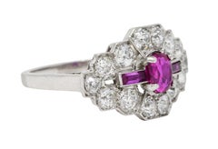 Art Deco 1.84 Carats Diamond Ruby Platinum Dinner Ring