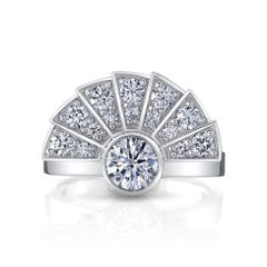 Art Deco 1.85ct Diamond Fan Ring in 18K White Gold