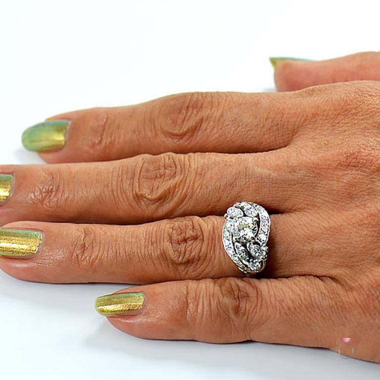 Round Cut Art Deco 1.88 Carat I, VS1 Diamond Cluster Halo Platinum Engagement Ring For Sale