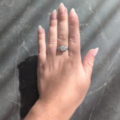 Art Deco 1.88 CTW Old European Cut Diamond Platinum Wheat Square Engagement Ring