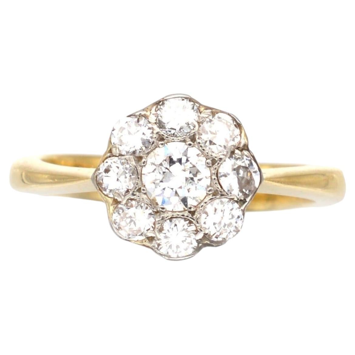 Art Deco 18ct Gold & Platinum, Diamond Cluster Ring