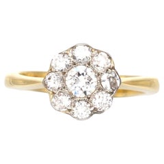 Art Deco 18ct Gold & Platinum, Diamond Cluster Ring