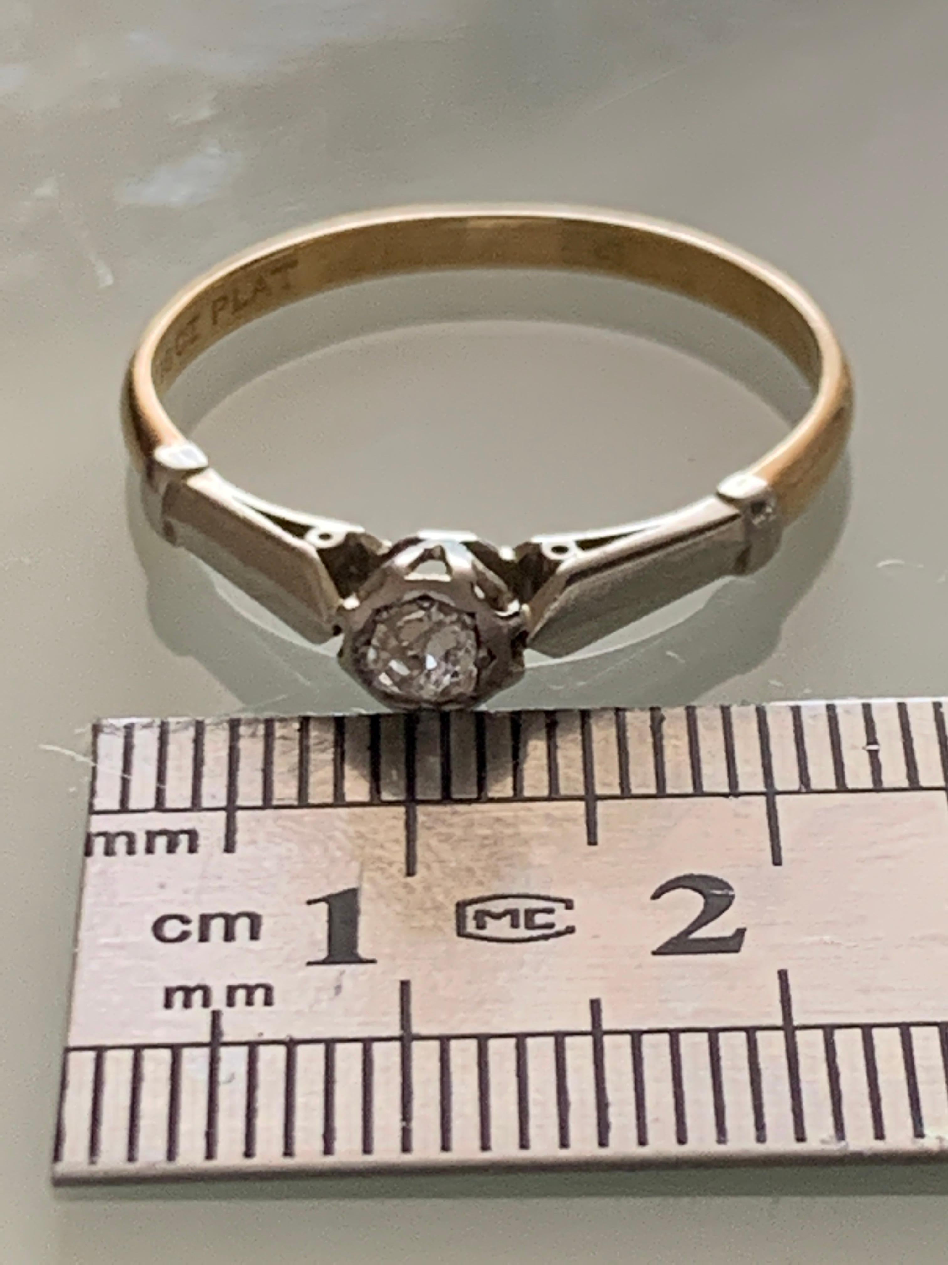 Art Decó Oro 18 ct y Platino Diamante en venta 5