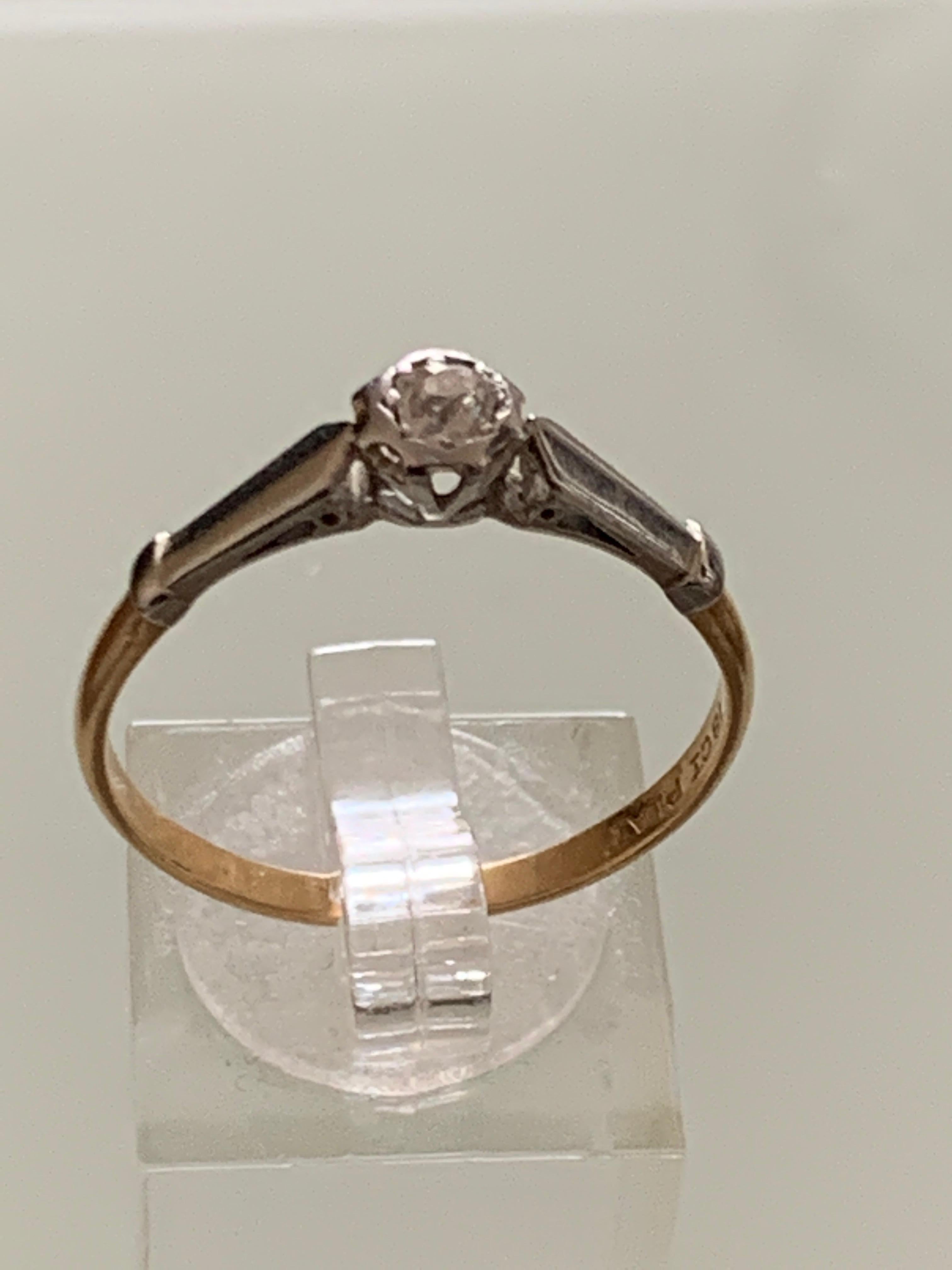 Art Decó Oro 18 ct y Platino Diamante Talla antigua en venta
