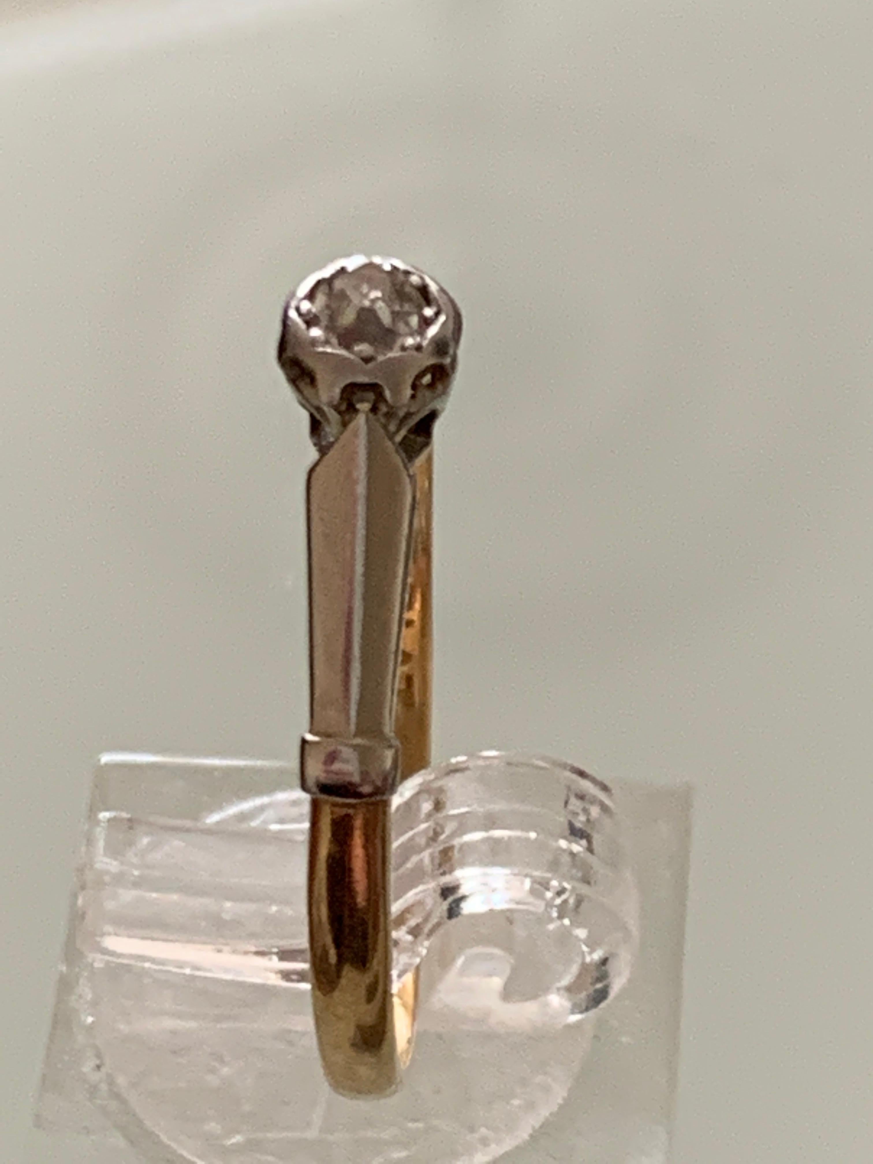 Femenino o masculino Art Decó Oro 18 ct y Platino Diamante en venta